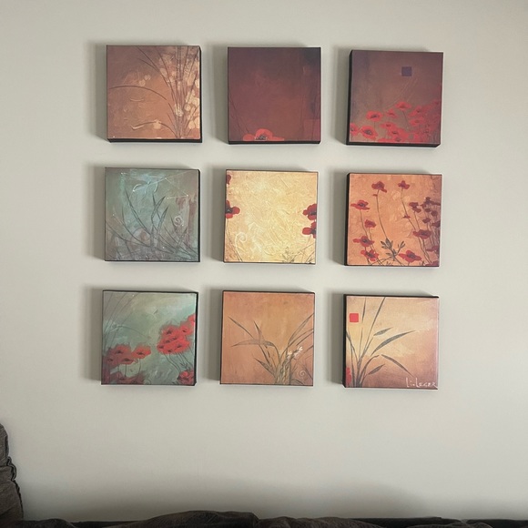 Li-Leger poppy 9 canvas frame 39” x 39” - Picture 2 of 5